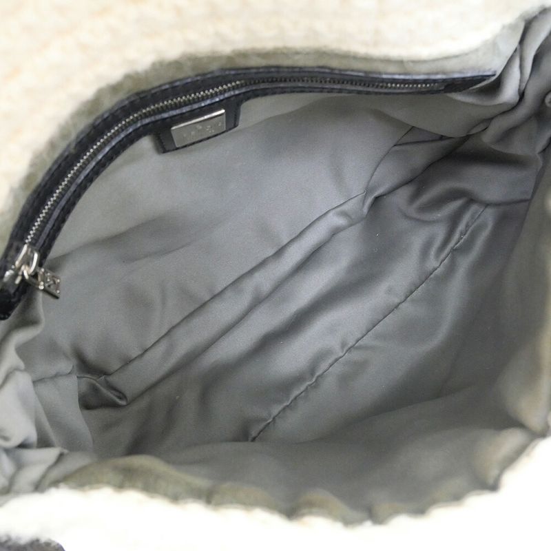 Fendi Mamma Bucket Knit White Silver Handbag