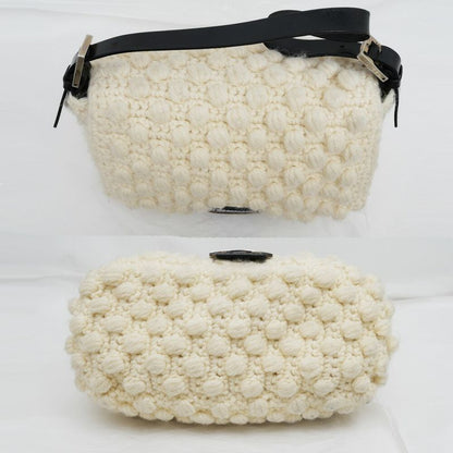 Fendi Mamma Bucket Knit White Silver Handbag
