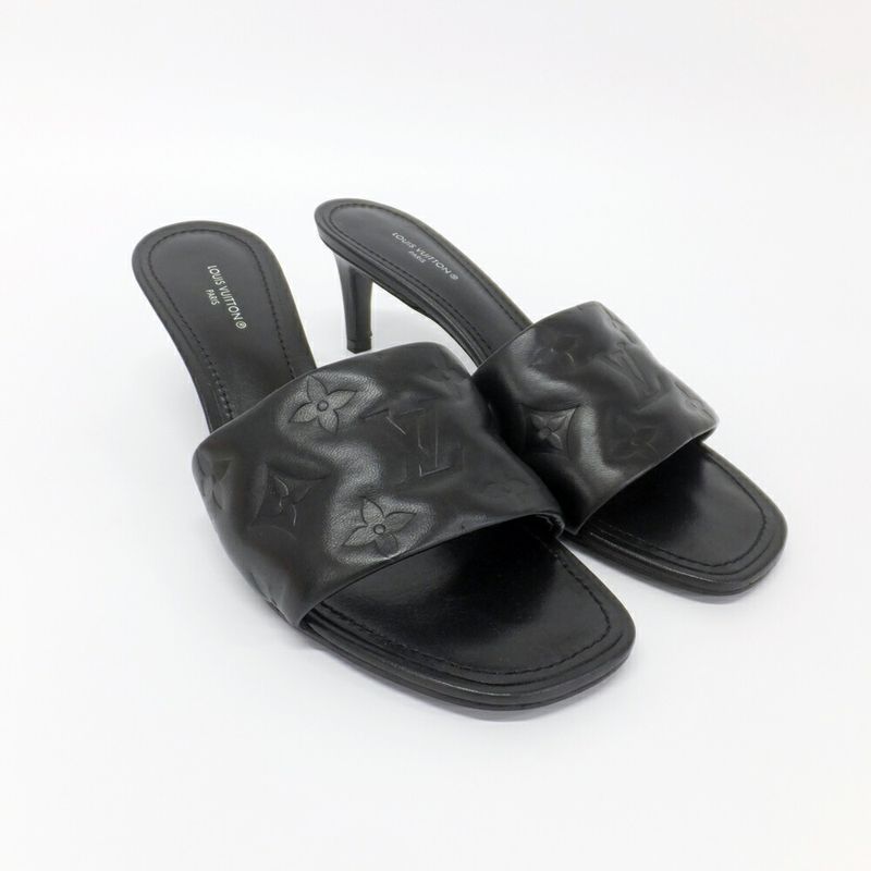 Louis Vuitton Revival Line Mule Sandals Black Calf Leather