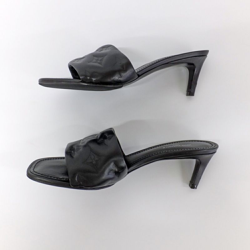 Louis Vuitton Revival Line Mule Sandals Black Calf Leather