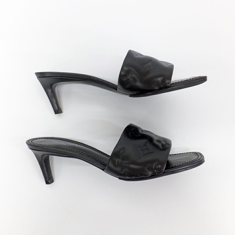 Louis Vuitton Revival Line Mule Sandals Black Calf Leather