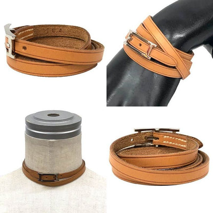 Hermes Leather Bracelet Choker Brown