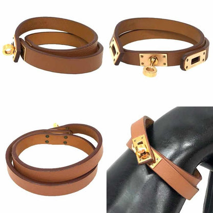 Hermes Leather Bracelet Mini Kelly Double Tour T2 Brown