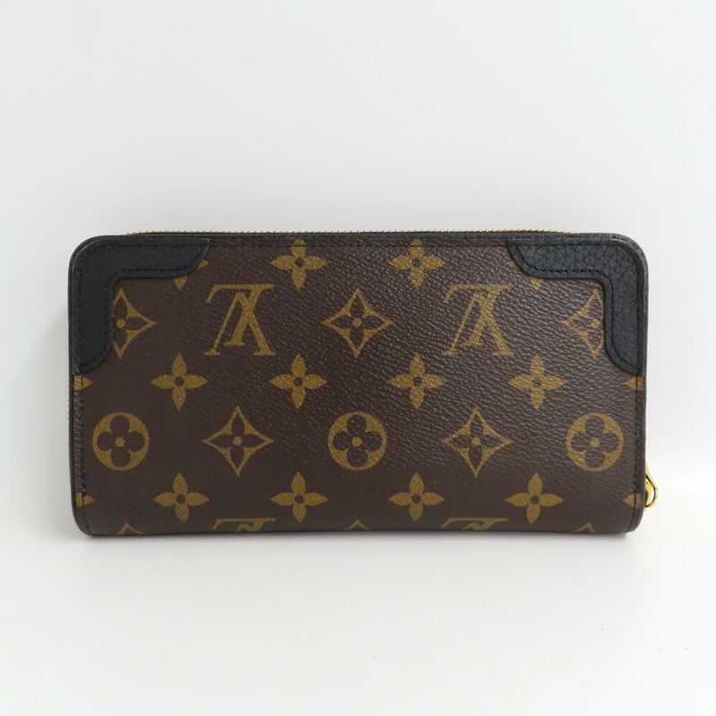 Louis Vuitton Zippy Wallet Monogram Retiro Noir Black Round