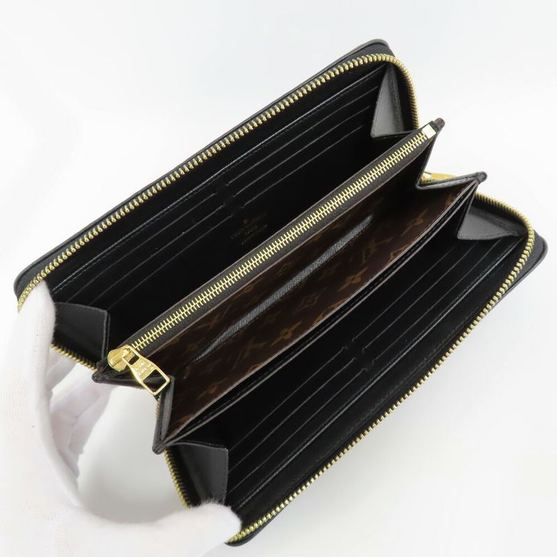 Louis Vuitton Zippy Wallet Monogram Retiro Noir Black Round