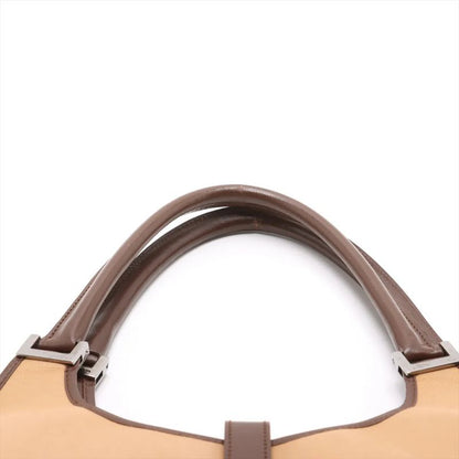 Gucci Jackie Leather Canvas Handbag Tote Brown