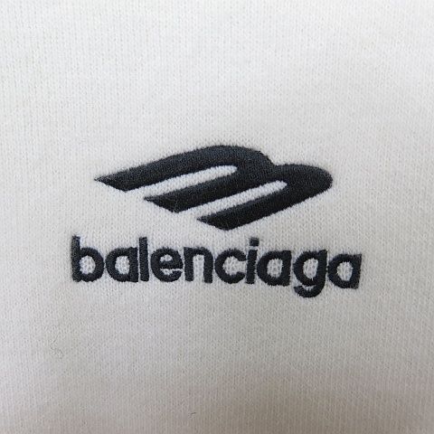 Balenciaga Sports Icon Wool Logo Embroidery Knit Sweater S Off White