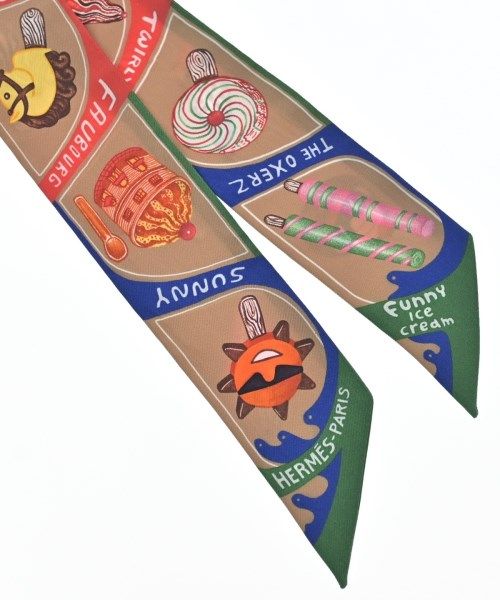 Hermes Bandana Scarf Silk Beige