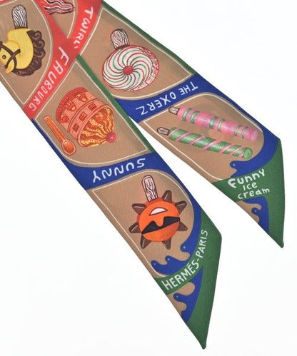 Hermes Bandana Scarf Silk Beige