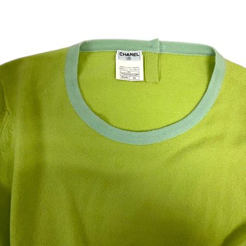 Chanel Knit Sweater Crew Neck Cashmere Short Sleeve 44