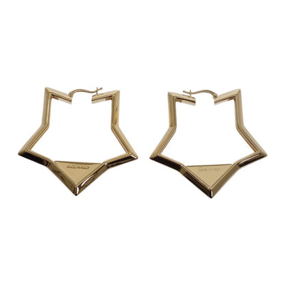 Prada Metal Earrings Triangle Logo Gold