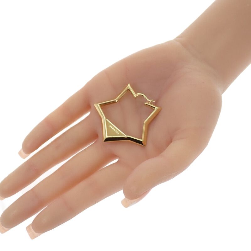 Prada Metal Earrings Triangle Logo Gold