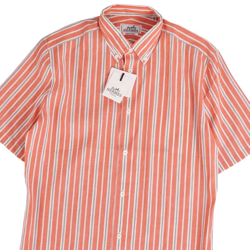Hermes Shirt Short Sleeve Striped Linen