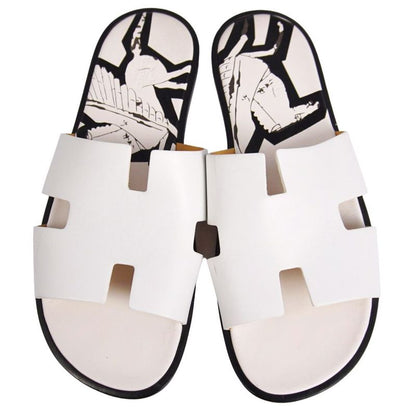Hermes Sandals Izmir Logo Leather Shoes