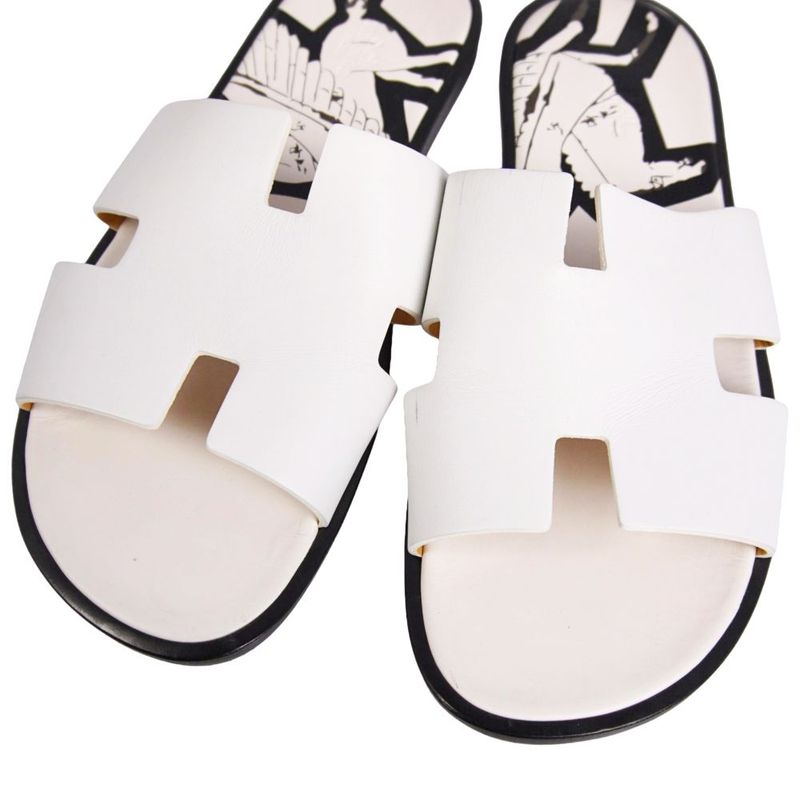 Hermes Sandals Izmir Logo Leather Shoes