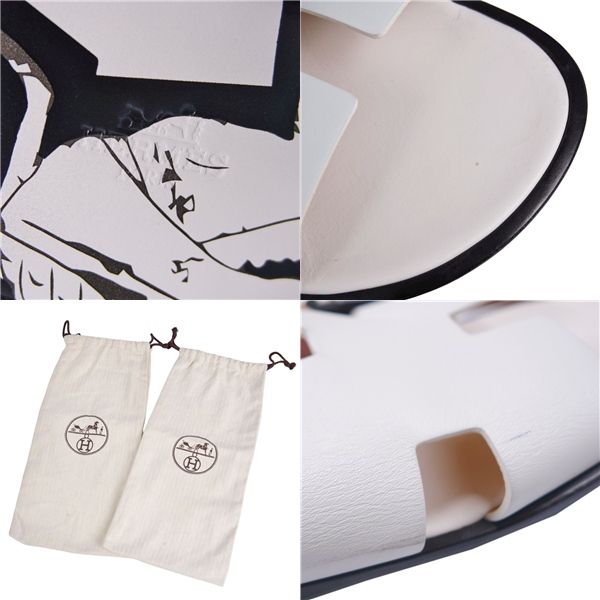 Hermes Sandals Izmir Logo Leather Shoes
