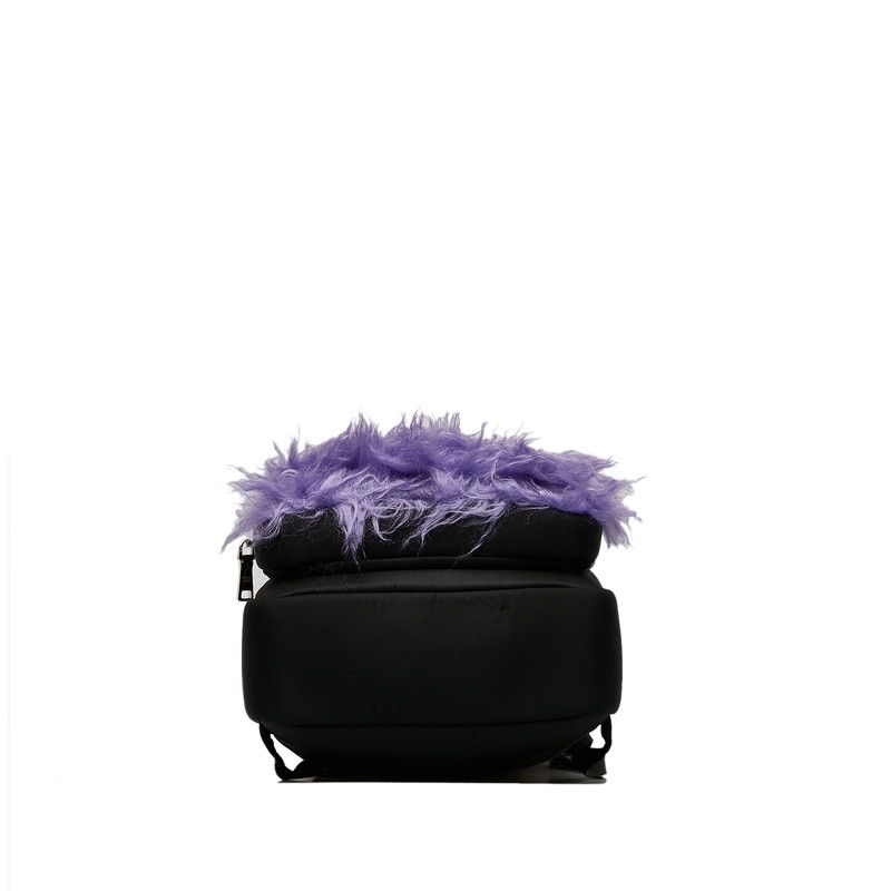 Prada Frankenstein Backpack Black Purple Nylon Fur