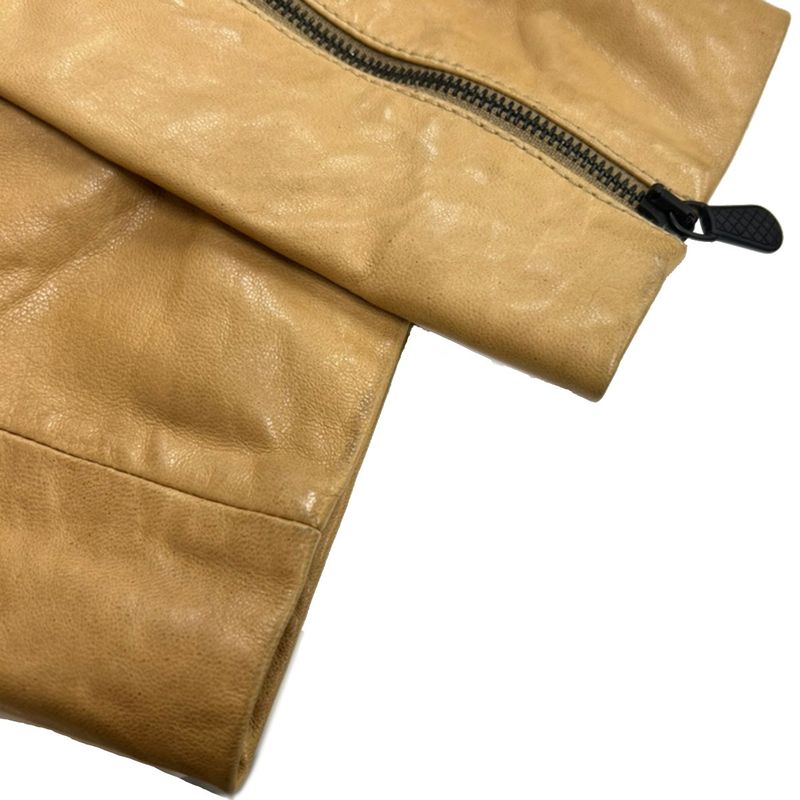 Bottega Veneta Leather Double Riders Jacket Camel Brown 42
