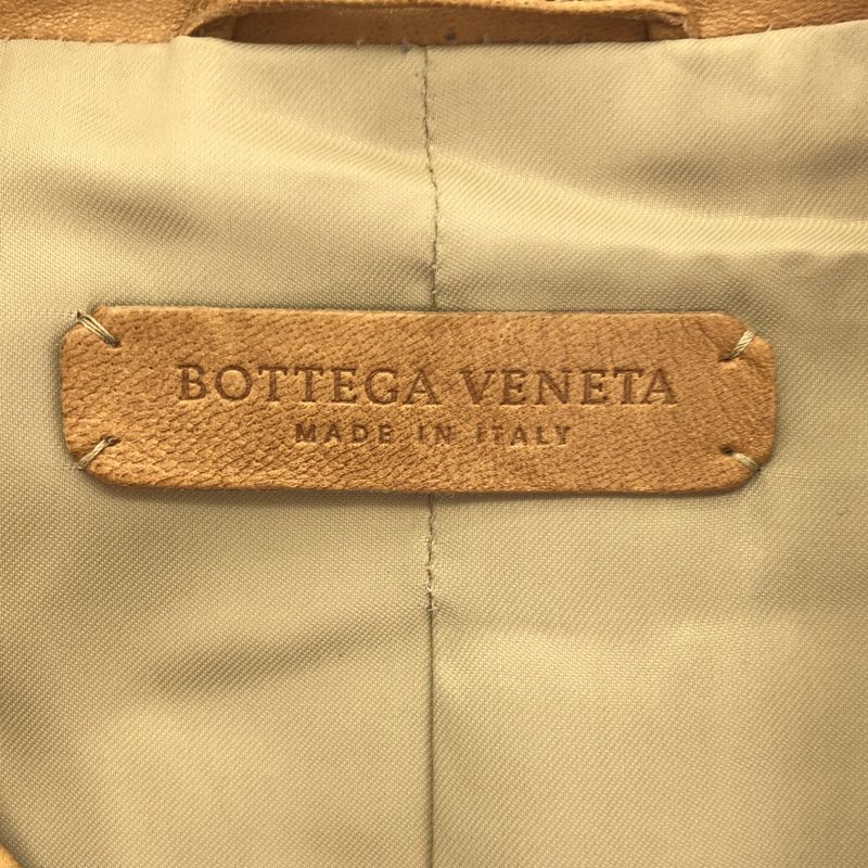 Bottega Veneta Leather Double Riders Jacket Camel Brown 42