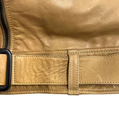 Bottega Veneta Leather Double Riders Jacket Camel Brown 42