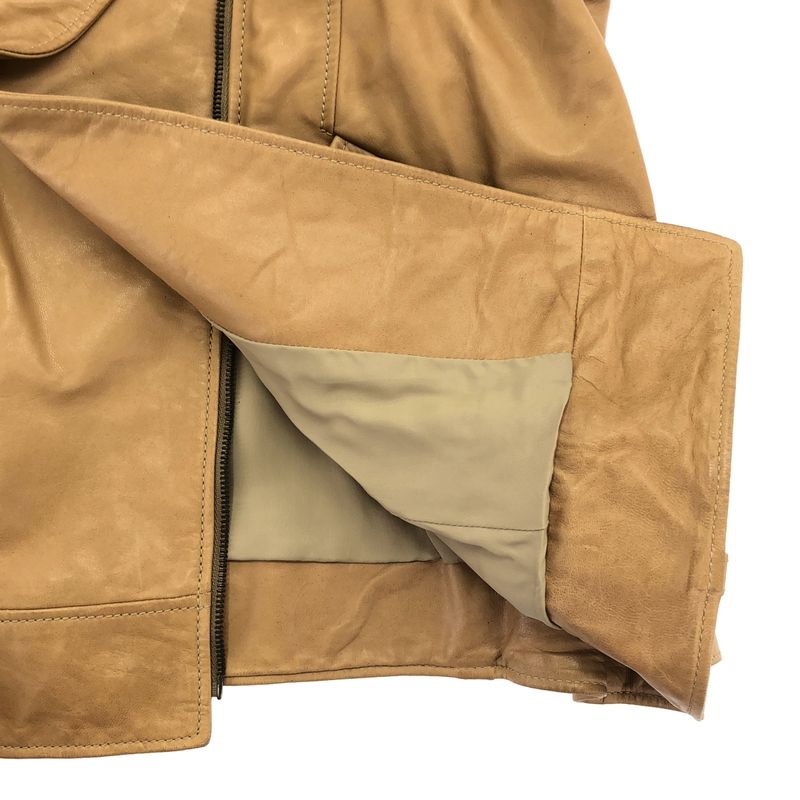 Bottega Veneta Leather Double Riders Jacket Camel Brown 42