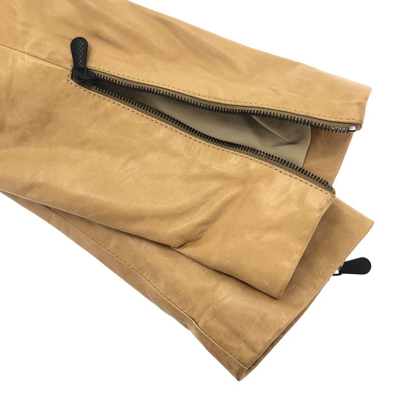 Bottega Veneta Leather Double Riders Jacket Camel Brown 42