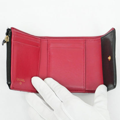 Chanel 19 Small Flap Wallet Black Lambskin Leather Trifold