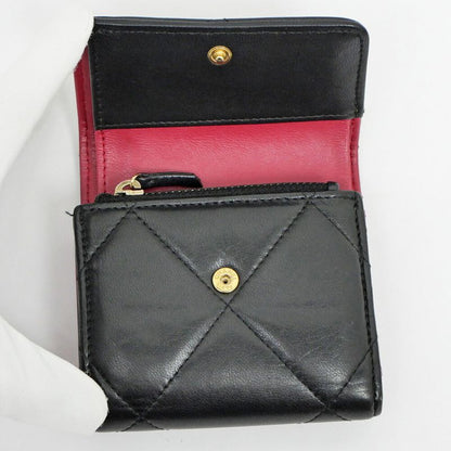 Chanel 19 Small Flap Wallet Black Lambskin Leather Trifold
