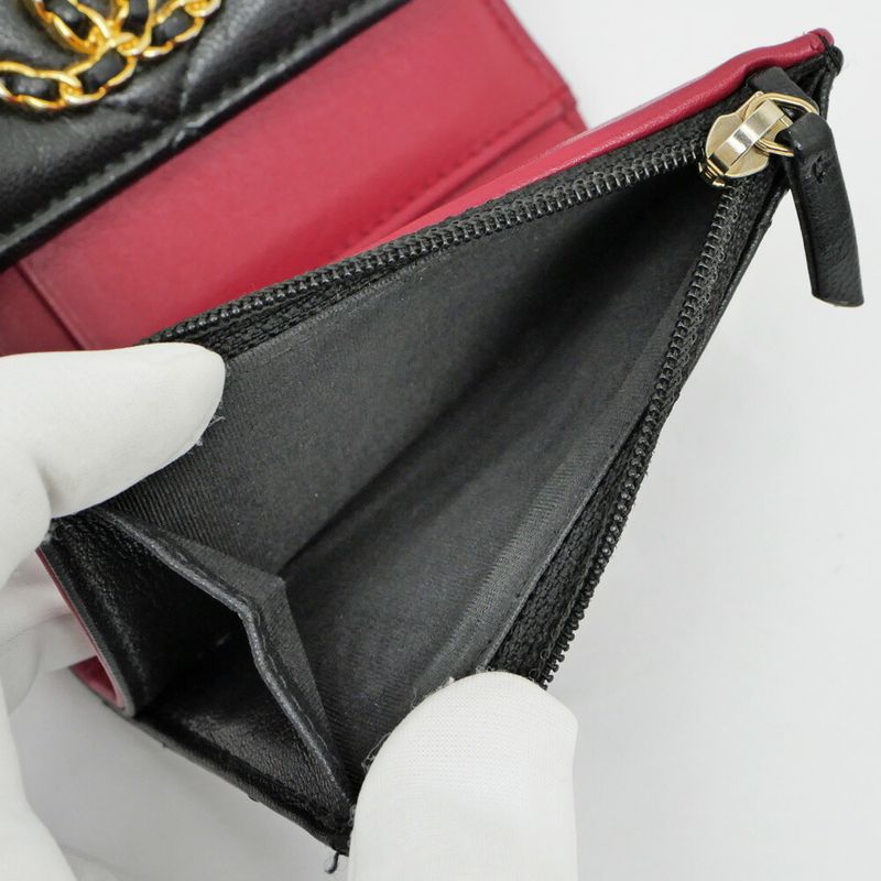 Chanel 19 Small Flap Wallet Black Lambskin Leather Trifold