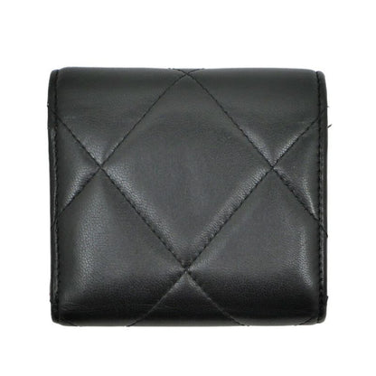 Chanel 19 Small Flap Wallet Black Lambskin Leather Trifold