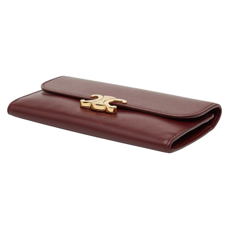 Celine Triomphe Wine Red Gold Leather