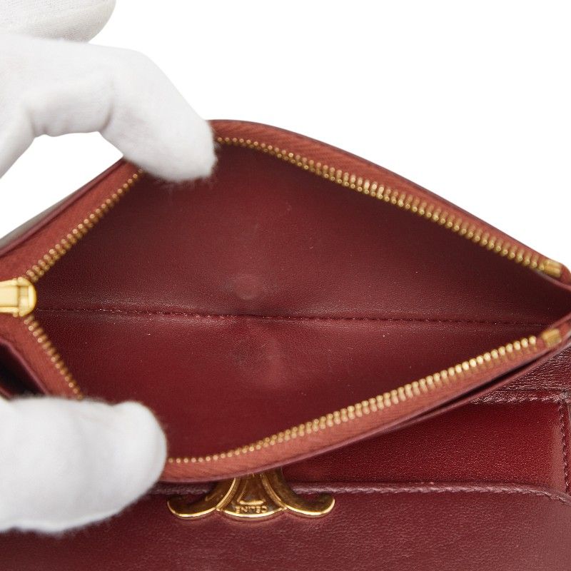 Celine Triomphe Wine Red Gold Leather