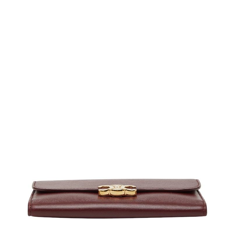 Celine Triomphe Wine Red Gold Leather