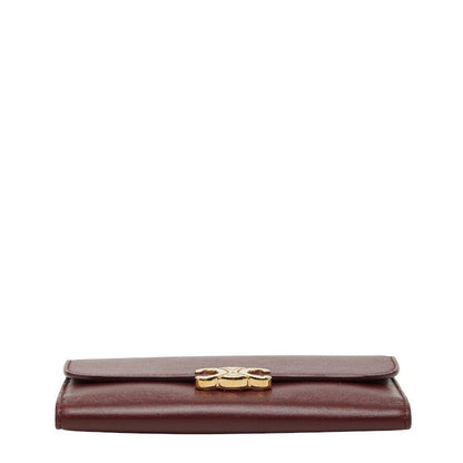 Celine Triomphe Wine Red Gold Leather