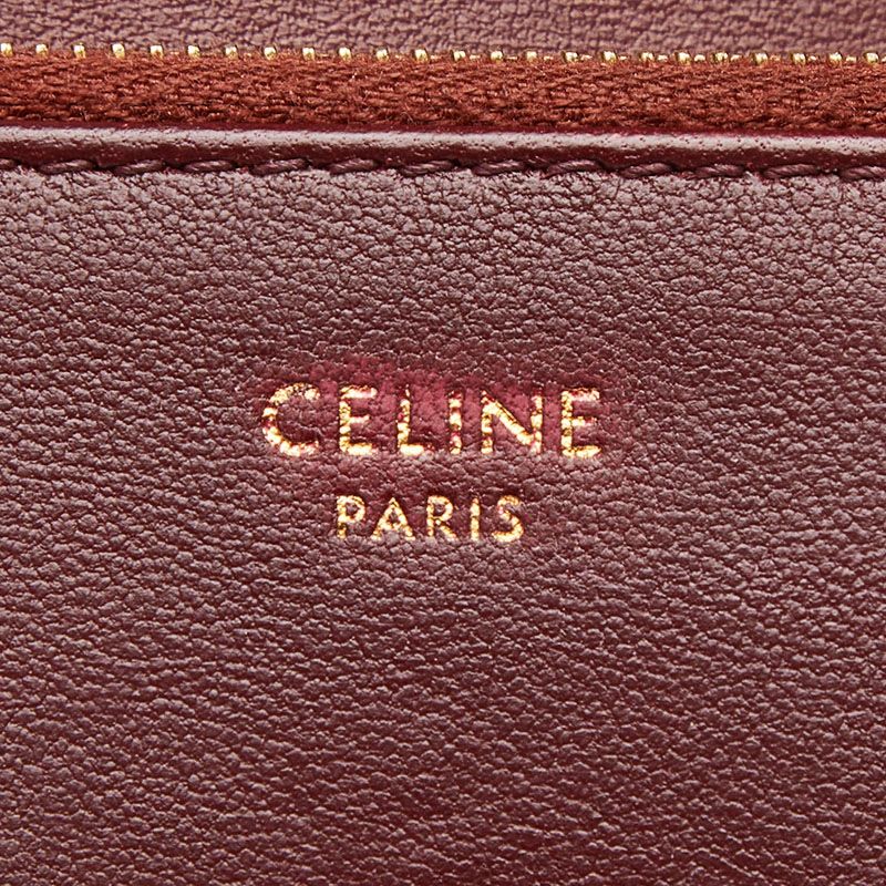 Celine Triomphe Wine Red Gold Leather