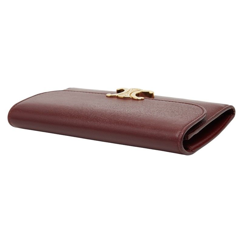 Celine Triomphe Wine Red Gold Leather