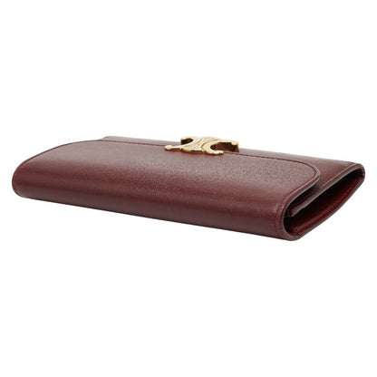 Celine Triomphe Wine Red Gold Leather