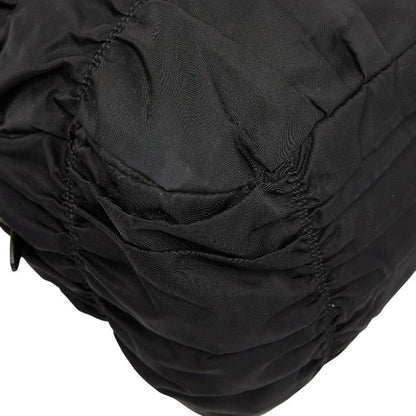 Prada Gather Logo Tote Shoulder Bag 2-Way Black Nylon Leather