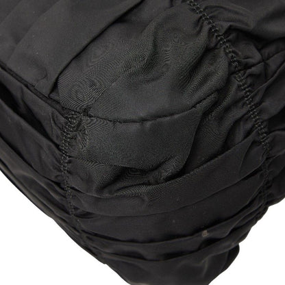 Prada Gather Logo Tote Shoulder Bag 2-Way Black Nylon Leather