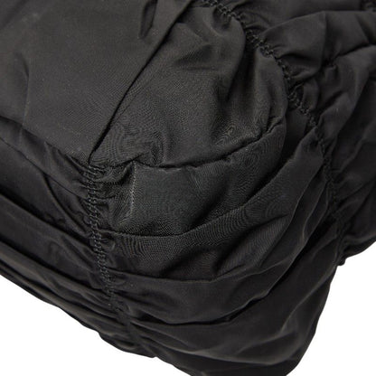 Prada Gather Logo Tote Shoulder Bag 2-Way Black Nylon Leather
