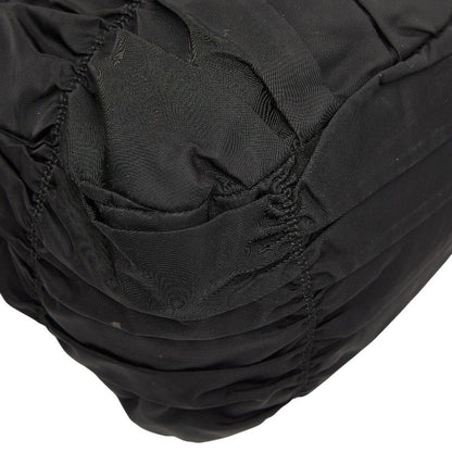 Prada Gather Logo Tote Shoulder Bag 2-Way Black Nylon Leather