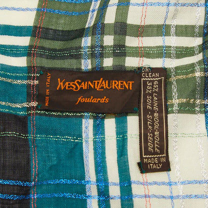Saint Laurent Yves Large Check Shawl Multicolor Wool Silk