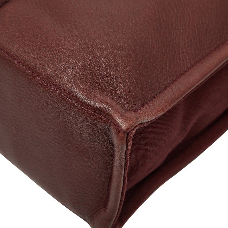 Hermes Fourre Tout MM Half Leather Tote Wine Red Gold Canvas