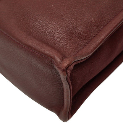 Hermes Fourre Tout MM Half Leather Tote Wine Red Gold Canvas