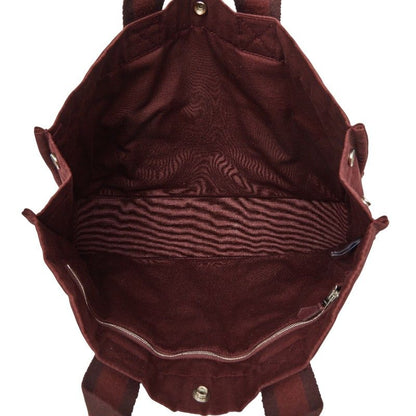 Hermes Fourre Tout MM Half Leather Tote Wine Red Gold Canvas