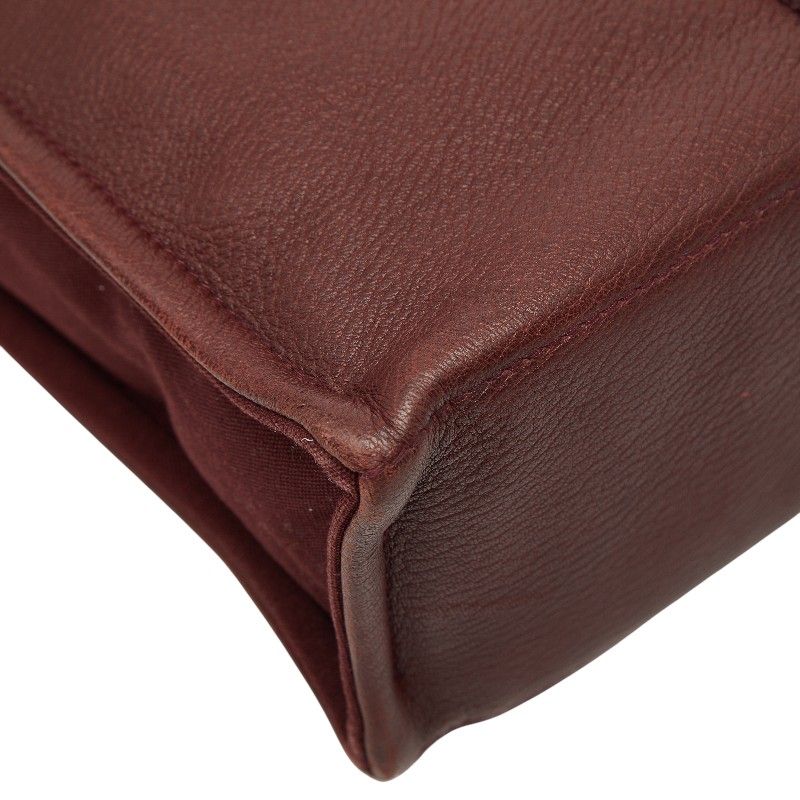 Hermes Fourre Tout MM Half Leather Tote Wine Red Gold Canvas