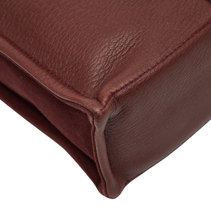 Hermes Fourre Tout MM Half Leather Tote Wine Red Gold Canvas