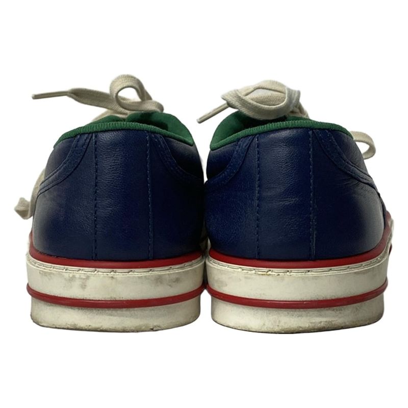 Gucci Sneakers 8 Dark Navy Gold Green Tennis Leather