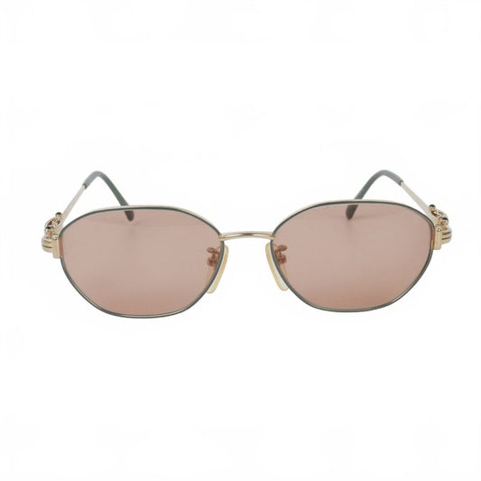 Saint Laurent Yves Vintage Oval Sunglasses Metal Frame Gold