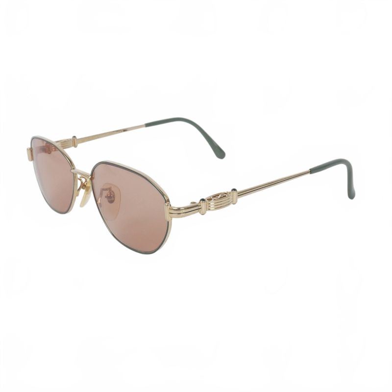 Saint Laurent Yves Vintage Oval Sunglasses Metal Frame Gold